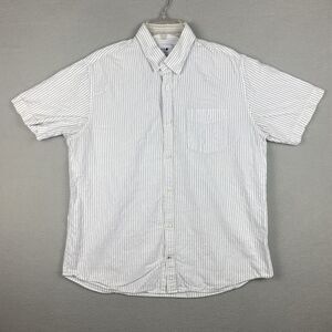 No Nationality NN07 Shirt XL Men Stripe Linen Blend Short Sleeve Casual Button